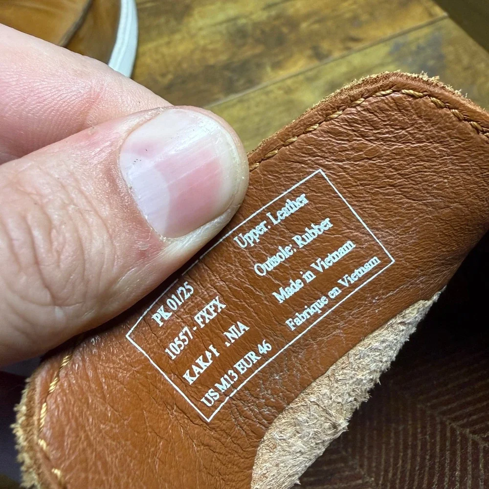 OluKai Kakaha 10557-FXFX Tan Leather Slip-On Loafers Mens Size 13 US / 46 EU